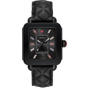 Michele Deco Sport Black Leather Women's Watch - MWW06K000048 - NEEDS BATTERY